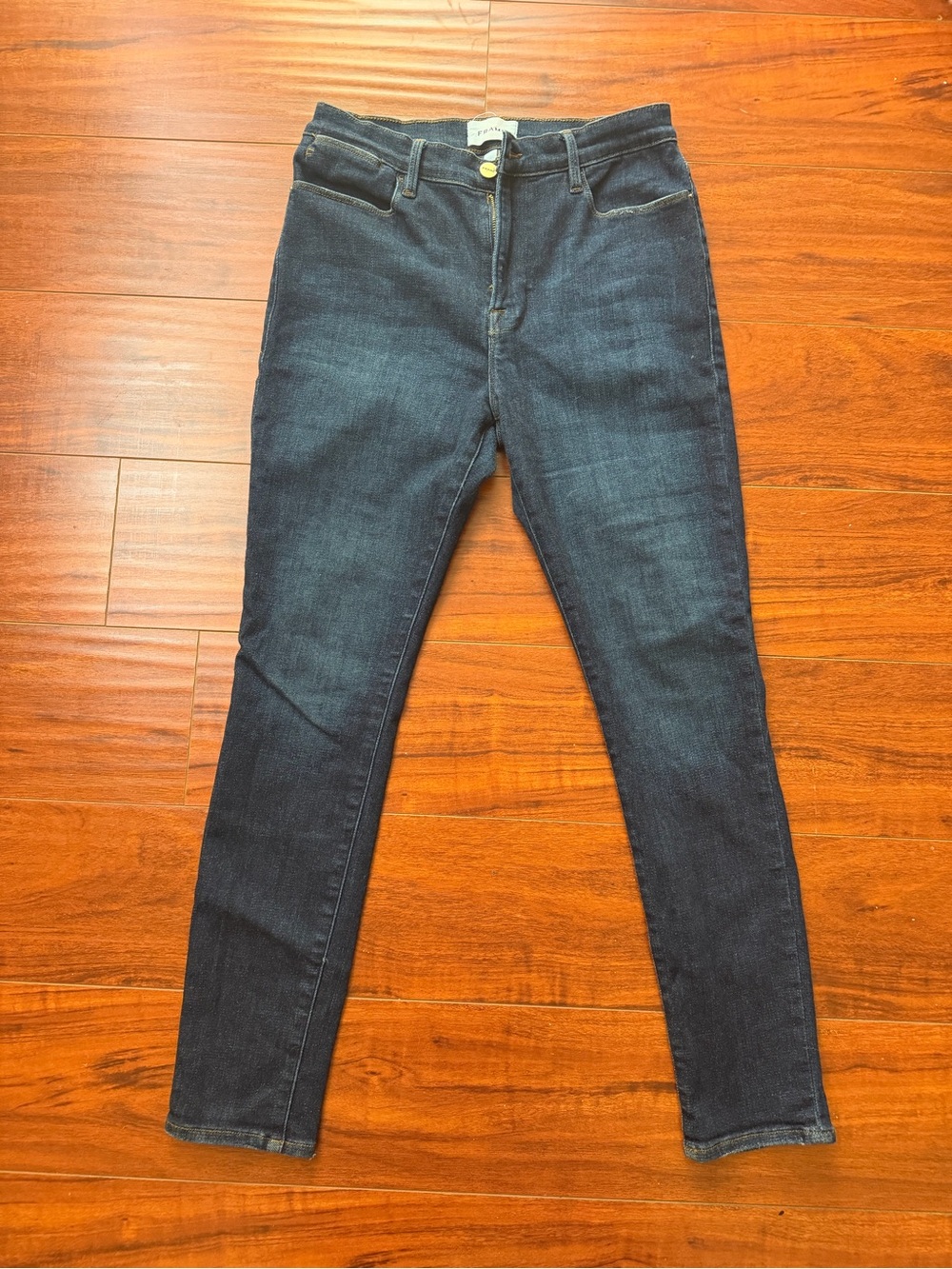 Frame Denim Dark Blue High-Rise Skinny Jeans